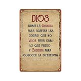 Spanisches Vintage-Metall-Blechschild – „Gib mir die Gelassenheit, zu akzeptieren, was ich nicht ändern kann, Aluminium-Metallschild, Poster, 30,5 x 40,6 cm, für Wohnzimmer, Schlafzimmer, Badezimm