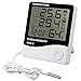 Aquarium Thermometer Innen Hygrometer Thermometer für Aquarien Innenraum, Digital LCD Thermometer mit Wecker Großes LCD-Display Sonde Kabellänge 1.5 m für Aquarienthermometer Digital
