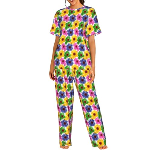 Pyjama court floral femme en tissu léger | Ensemble de nuit confortable