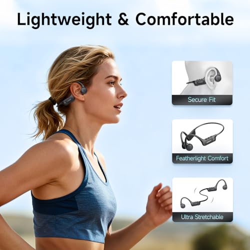 LOBKIN Bone Conduction Headphones Bluetooth 6.0 - Open Ear Headphones for Sports, IPX7 Waterproof Wireless Earphones, 25g Ultra-Light & Secure Fit, 10H Battery, for Running, Cycling, Workout — view 5
