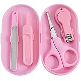 SIDQHICAC Baby-Nagelset, 5-in-1-Baby-Nagelpflege-Set mit Etui, Baby-Nagelknipser, Schere, Nagelfeile & Pinzette, Baby-Maniküre-Set und Pediküre-Set für Neugeborene, Säuglinge, Kleinkinder- Rosa