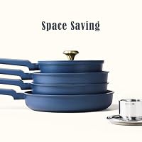 CAROTE Ceramic Cookwar Set, Pots and Pan Set Non Stick 16 Piece, Cookware Set Kitchen Cooking Set Non Toxic, PFAS PTFE Free, Blue — image 7