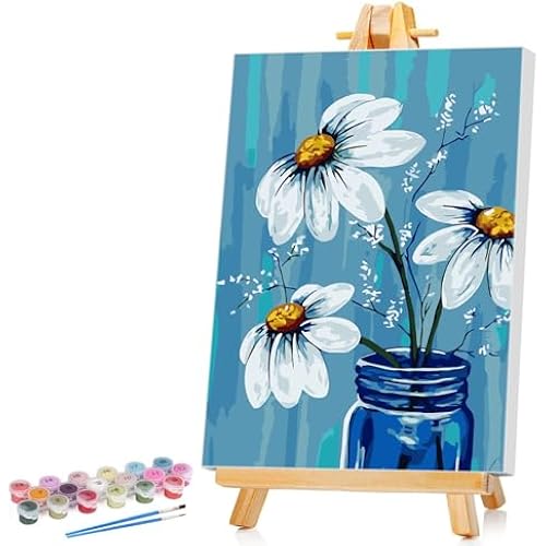 Ginkko Framed Paint by Numbers Kit for Adults 8X 12 inch, Vase Flowers