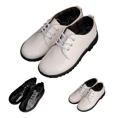 Kids Formal Leather Lace Shoes Boys Girls Wedding Uniform Elegant Cute Flat Sneakers School Birthday Ankle Dress Shoes