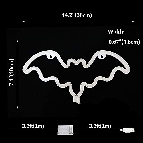 Image of LED Neon Bat Signs Halloween Decor, Purple Bat Shape Neon Lights Night Battery Operated Desk Table Lamp for Bedroom, Bar, Wall, Halloween Decor-Bat(Purple)