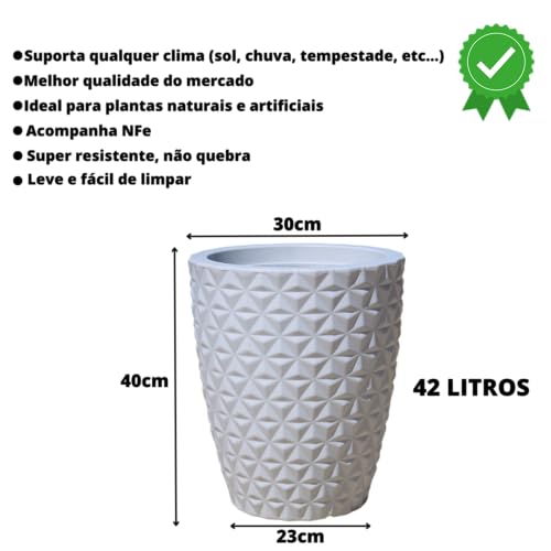 Vaso Polietileno Para Plantas Jardim Coluna Redonda Diamante N2 (Branco)