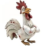 Bicuzat Funny White Rooster Statue, Resin Table Art Sculpture Funny Rooster Figurine Decoration, Rustic Country Tabletop Decoration, Farm Animal Kitchen Countertop Ornament, 6 Inches Tall-A