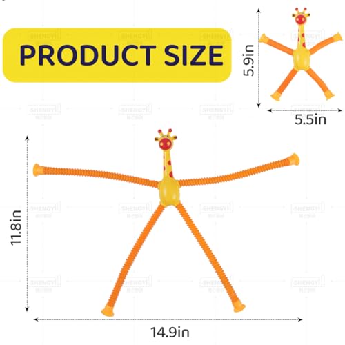 YUE MOTION Telescopic Suction Cup Giraffe Toy - Shape-Changing Animal Fidget Toy with Stretchy Pop Tubes - Promotes Creative Thinking, Hand-Eye Coordination, Motor Skills - Sensory Toys for Kids — view 2