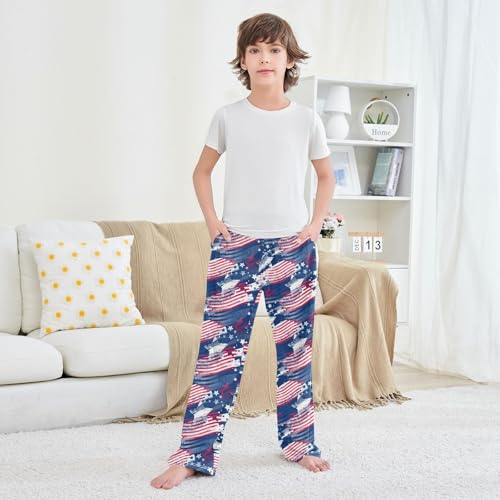 Boys' Pants USA Flag Print Long Bottoms Jogger Pants Elastic Waist Trousers with Pockets S-XL3