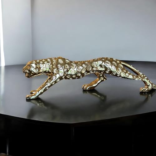 Estatua de Jaguar Dorado 20" en Resina