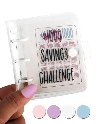 OREFSSIA Mini Money Saving Binder, Save $1000 Envelopes Money Saving Challenge Book, Portable (White, 1)