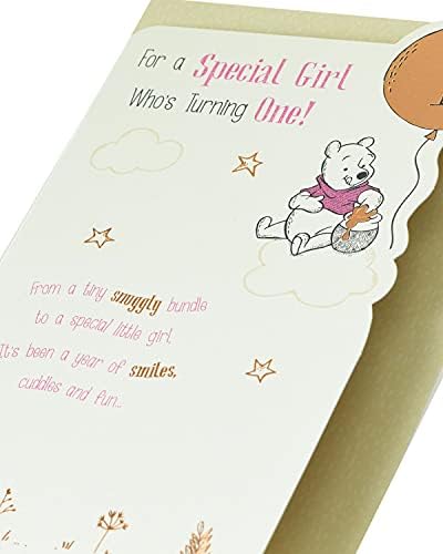 1st Birthday Card - Girls 1st Birthday Card - 1st Birthday Card for Girl - Disney 1st Birthday Card - Winne The Pooh 1st Birthday Card