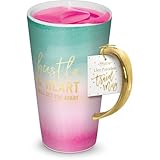 Lady Jayne 13oz Ceramic Coffee Travel Mug with Lid (Hustle & Heart)