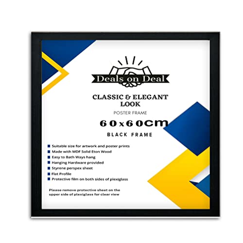 Deals on deal 60x60CM Square Solid Eton Premium jigsaw puzzle Photo Picture Certificate Posters Frame Wood Wall Frames Clear plexiglass Ideal Home/(60x60CM (23.6" x 23.6") BLACK