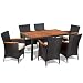 Produktbild Tidyard Sitzgruppe Rattan Massivholz 6 Personen Garten Essgruppe Gartentisch mit Stuehlen, Gartenmöbel Rattan Set, Gartengarnitur Gartengruppe Terassenmöbel Set, mit Auflagen, 13-TLG