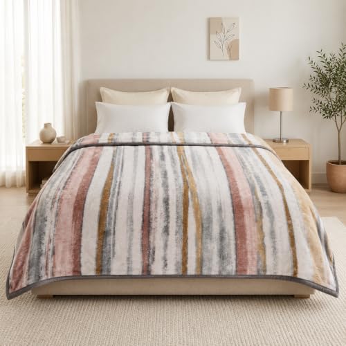 Image of ABRAZO Dreamy Wrap Mink Blanket for Double Bed | 570 GSM 3 Kg Single Ply | Ultra Soft Warm Blanket for Winter & AC Room | Quilt /Comforter /Dohar | 220 x 240 Cm