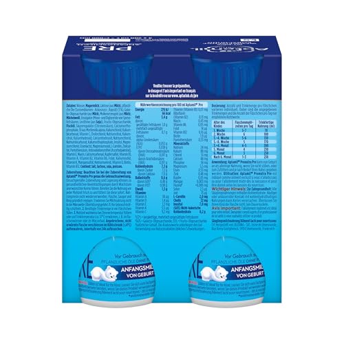 Aptamil Pronutra Pre – Anfangsmilch von Geburt an – Mit pflanzlichen Ölen ohne Palmöl – 6 x 4 x 200 ml