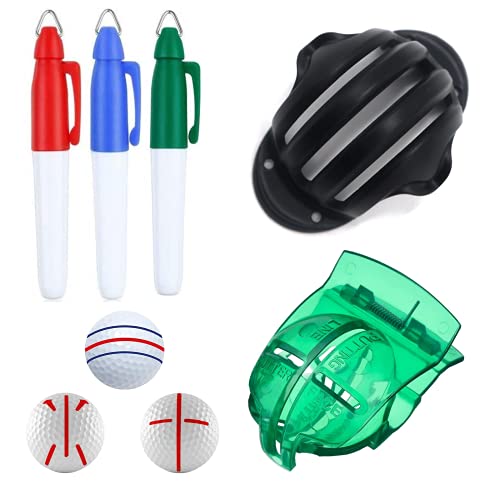 FAVORGEAR Golf Ball Line Kit,Triple Track Golf Ball Marker Alignment Tool for Alignment&Identification,Golf Ball Line Marker Accessories with Three Pens for Golf Gifts