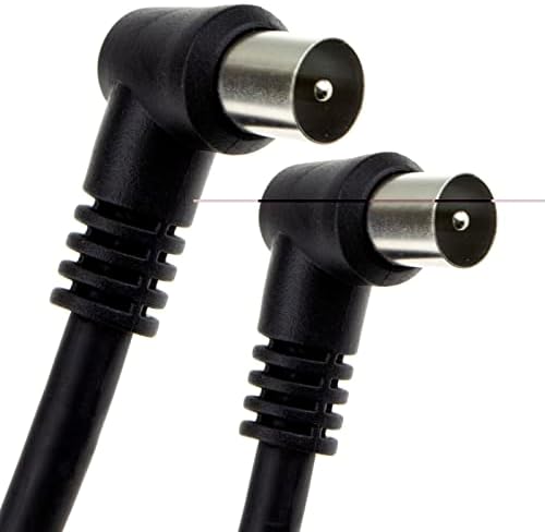 kenable RF Fly Lead Right Angle Male Plug to Plug Coaxial TV Freeview Cable 3m White [3 metres]