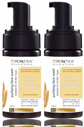 Image of Drontika Wild & Pure Oat Foaming Face Wash - 100% Natural Gentle Cleanser for Sensitive, Dry & Irritated Skin - Soothes, Hydrates & Softens - Sulfate-Free - 300ml