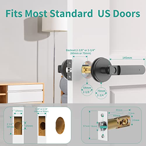 Fingerprint Door Lock, Biwibon Smart Door Knob With App Control,100 Fingerprints Biometric Door Lock With Tuya App, Keyless Entry Door Lock, Electronic Door Knob For Bedroom Office Home Black #TOP5