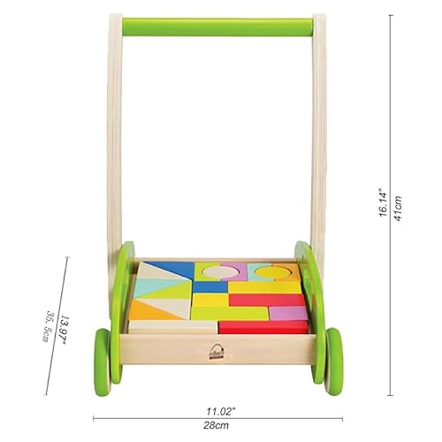 image for Hape Block and Roll Cart Toddler Wooden Push and Pull Toy Multicolored