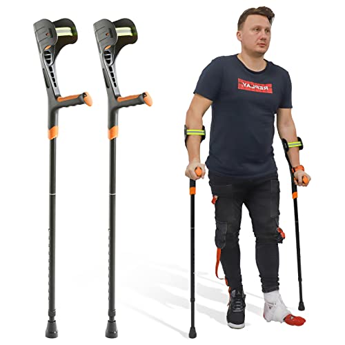 Bigalex Forearm Crutches For Adults (1 Pair) Lightweight Adjustable Arm Crutch With Soft Handle Non-Slip Base And Anti-Dorp Cuff (Orange) #TOP15