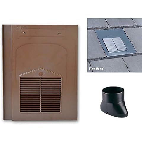 Brown Roof Tile Vent - Flat Tile Vents with Flexi Pipe Adaptor - Compatible with Sandtoft Calderdale, Russell Grampian, Redland Mini Stonewold & Marley Modern Tiles Cover
