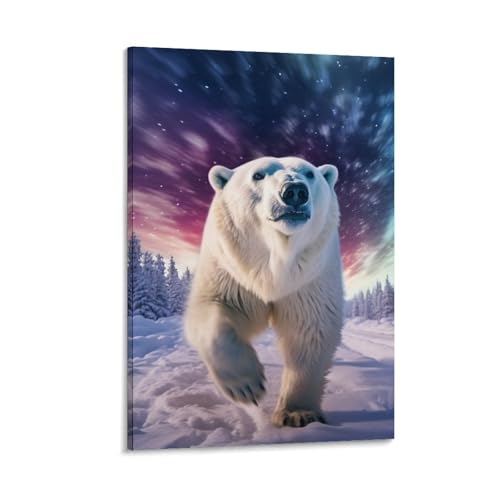 Peinture sur toile ours polaire avec impression premium 50x75cm pour décoration murale