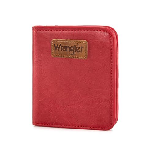 Montana West Carteira feminina X Wrangler pequena com forro RFID e uma bolsa de moedas, Vermelho, Small, Minimalista