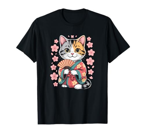 Neko Giapponese Kanji Amante dei Gatti retrò Anime Giappone Souvenir Maglietta