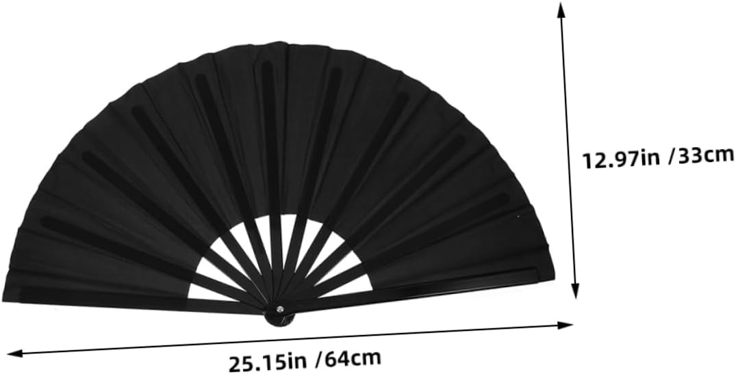 4pcs Large Handheld Folding Fan Traditional Chinese Style Cosplay Hand Fan for Weddings Parties and Home Decoration Elegant Black Plastic Design
