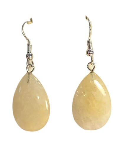 Orecchini A Goccia Lacrima Con Pietre Naturali,Estivi Idea Originale per Regalo Natale,Fatto a Mano, Gioielli Donna (Agata Gialla, ss)