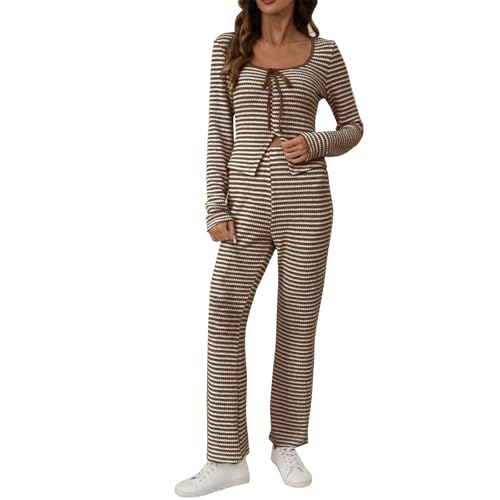 Survêtement femme 2 pièces à rayures : pull manches longues et pantalon