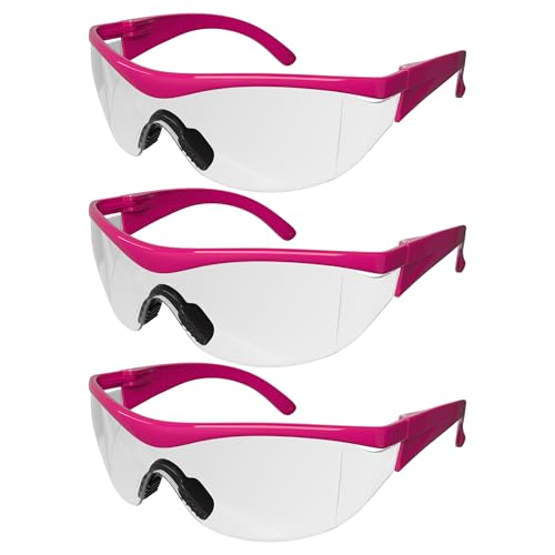 Navigator Safety Glasses for Men & Women | ANSI Z87.1, Anti-Scratch, UV Protective Eyewear & Clear Eye Protection Glasses with Navigator | Reader Safety Work Glasses | Pink - Clear - 3Pack