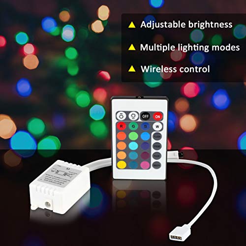 SUPERNIGHT DC 12V 24-Key LED Strip IR Remote Controller with Controller Box for 3528 5050 SMD RGB LED Strip Lights