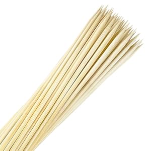 Bamboo Smores Sticks (50 Pcs), 17.5″ Marshmallow Roasting Sticks for Fire Pit, 5mm Heavy Duty Wooden Skewers for Smore Hot Dog Barbecue Thick Sticks for Campfire Grilling Camping Bonfire