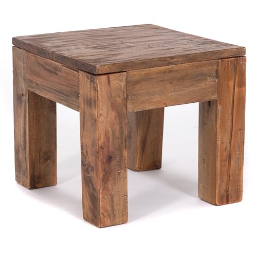 DESIGN DELIGHTS Table basse rustique Square 40 - En acajou massif - 40 x 40 x 40 cm (H x l x P) - Table d'appoint