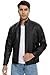 Fahsyee Faux Leather Jacket Men - Black Motorcycle Bomber Jackets Lightweight Casual Vintage Slim Fit Riding Coat M