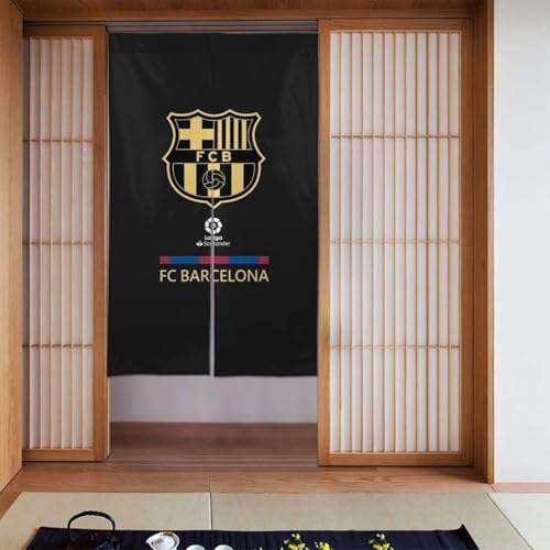 ドアカーテン のれん カーテン Fcバルセロナ 暖簾 シェードカーテンン 部屋仕切り 目隠し 玄関 キッチン 間仕切り 断熱 リビング 遮光 厚手 階段 おしゃれ 飲食店 四季兼用 出入り口 飾り 壁掛け 86x143cm