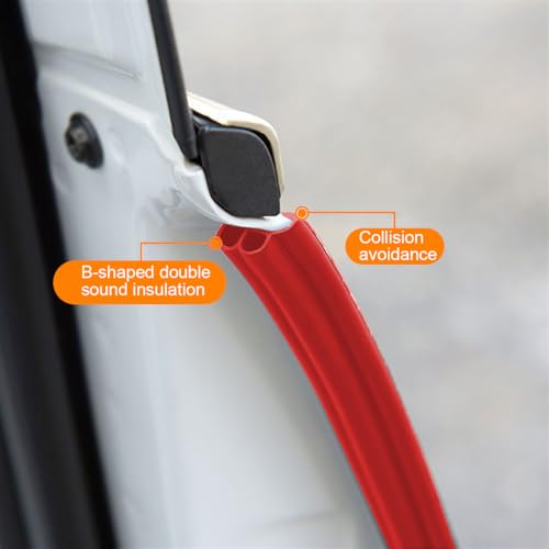 Image of Osilly Car Door Rubber Seal Strip, 32.8Ft Self Adhesive Weather Stripping Automotive Edge Trim, Weatherstrip Soundproof Vehicle Tailgate Window Sealing Cover, Universal for SUV RV Truck (Red)