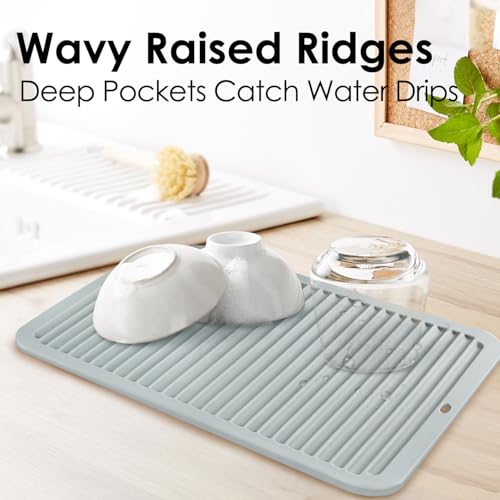 Image of Large Silicone Trivet 16'' X 12'' Silicone Hot Pads for Kitchen Nonslip and Heat Resistant Hot Pads Trivets for Kitchen Protect Table Quartz Countertops, Gray