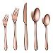 Silverware Set Copper Color Service for 4, E-far 20 Piece Brass Gold Stainless Steel Flatware Cutlery Set, Perfect for Wedding/Party/Restaurant/Hotel, Mirror Polished & Dishwasher Safe