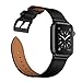Produktbild Arktis Lederarmband kompatibel mit Apple Watch (Apple Watch Ultra 1/2 49 mm) (Series 7 8 9 45 mm) (Series SE 6 5 4 44 mm) (Series 3 2 1 42 mm) Wechselarmband [Echtleder] - Schwarz