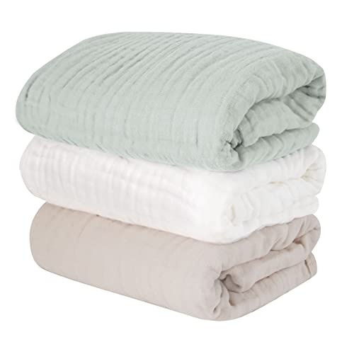 (ケラッタ) イブル ベビー バスタオル タオル 赤ちゃん 6重ガーゼ 105×105cm 正方形 (グリーン ベージュ ホワイト)