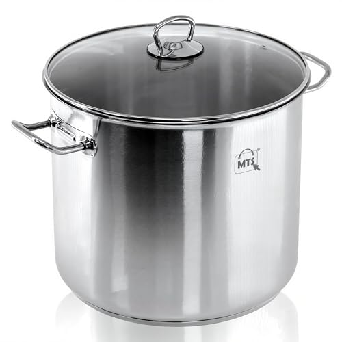 HI Universaltopf mit Glasdeckel (20l & 28cm Durchmesser) - 20 Liter Edelstahl Topf groß, Kochtopf Induktion, Gasherd, Elektro, Ceran, ideal z.B. als Suppentopf