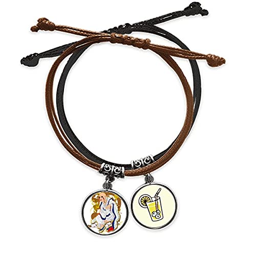 Bracelet 18 arhats bouddhisme en corde et cuir pour homme