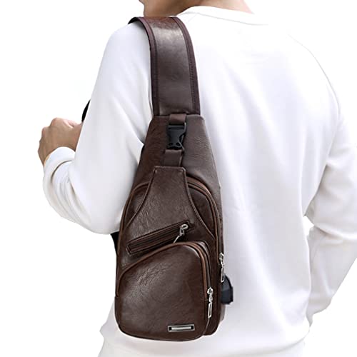 Bolsa tiracolo de couro para homens e mulheres, viagens, acampamento ao ar livre, #25coffee