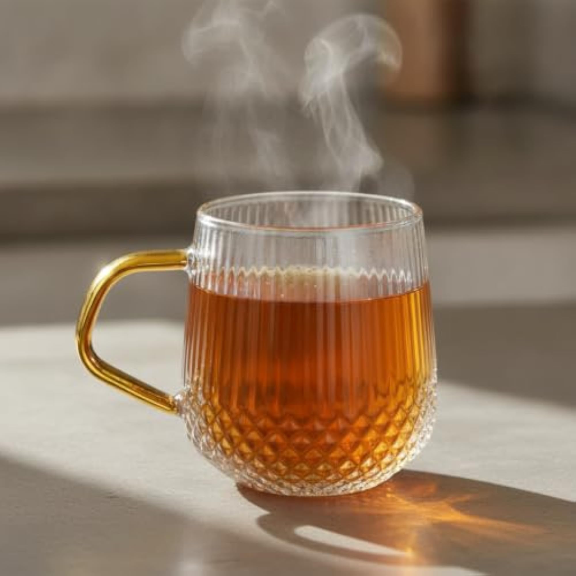 Ins Style Borosilicate Glass Mug with Handle, Heat-Resistant Coffee Cup