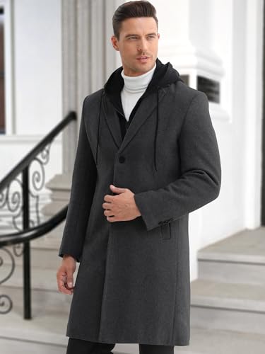 Image of APTRO Men's Wool Trench Coat Hoodie Winter Top Coat